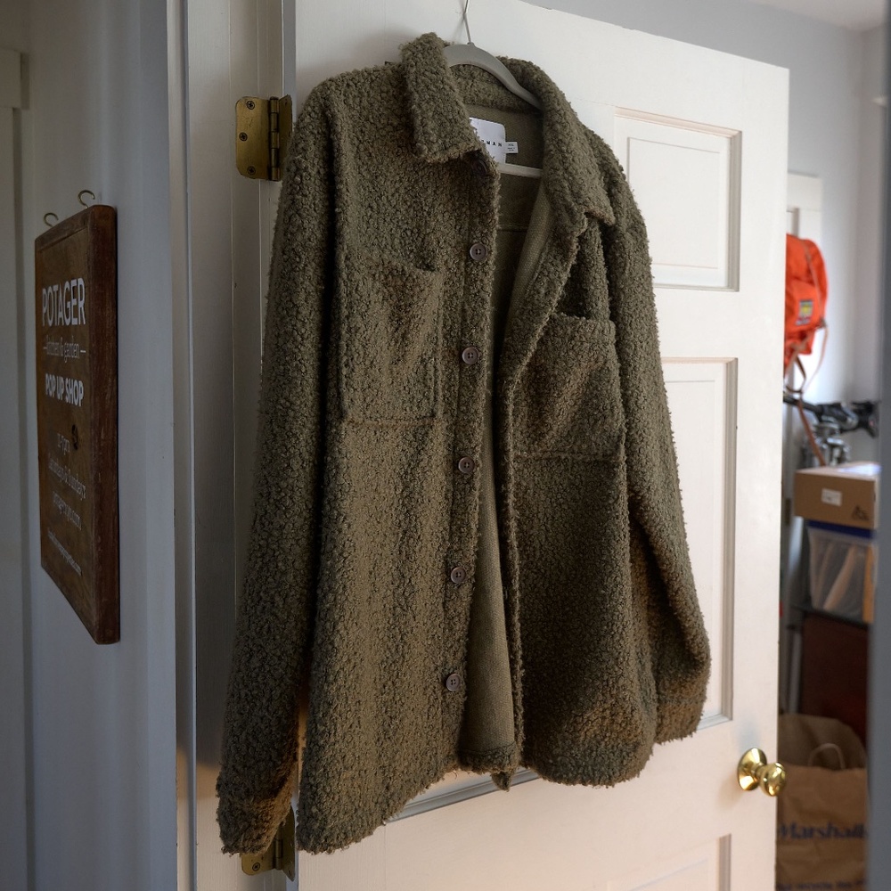 *** Topman boucle jacket in olive drab